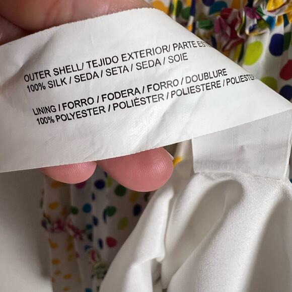 All Things Mochi Blessica Rainbow Polka Dot Print Tiered Silk Mini Dress Sz S - Picture 16 of 16